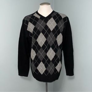 HUDSON NORTH lambswool blend dad sweater mens size Large v-neck long sleeve